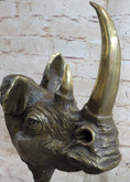 Load image into Gallery viewer, Rhinoceros Rhino Bronze Metal Handmade Statue Sculpture Modern Art 14" x 10"
