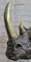 Load image into Gallery viewer, Rhinoceros Rhino Bronze Metal Handmade Statue Sculpture Modern Art 14" x 10"