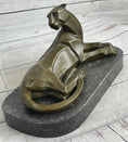 Load image into Gallery viewer, Handcrafted Henry Moore Mountain Lion Bronze Sculpture Marble Base Figurine