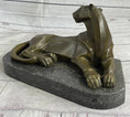 Load image into Gallery viewer, Handcrafted Henry Moore Mountain Lion Bronze Sculpture Marble Base Figurine
