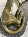 Load image into Gallery viewer, Handcrafted Henry Moore Mountain Lion Bronze Sculpture Marble Base Figurine
