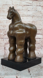 Fernando Botero Trojan Horse Abstract Bronze Statue Sculpture on Marble Base
