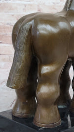 Fernando Botero Trojan Horse Abstract Bronze Statue Sculpture on Marble Base