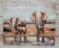 Load image into Gallery viewer, Hand Made Wildlife African Elephants Family 3-D Oil Painting on Metal Canvas