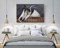 Load image into Gallery viewer, 3D Wall Art Wood Canvas w/ Painted Cutout Metal Horse Peeking Over Barn Door Fence