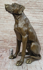 Lifelike Bronze Dog Statue – Realistic Sitting Dog Sculpture for Home or Garden Decor