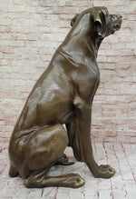 Lifelike Bronze Dog Statue – Realistic Sitting Dog Sculpture for Home or Garden Decor