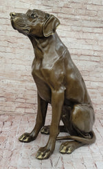 Lifelike Bronze Dog Statue – Realistic Sitting Dog Sculpture for Home or Garden Decor