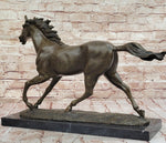 Milo Running Horse Bronze Sculpture – Realistic Equine Art on Marble Base