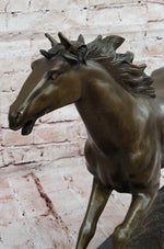 Milo Running Horse Bronze Sculpture – Realistic Equine Art on Marble Base