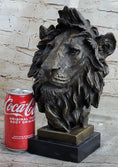 Load image into Gallery viewer, Hot Cast Bronze Male Lion Bust Sculpture Statue Original Art on Marble Base