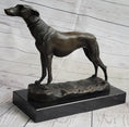 Load image into Gallery viewer, Greyhound Dog Whippet Bronze Statue Sculpture Figure Marble Base by Fremiet 13" x 10"