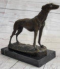 Load image into Gallery viewer, Greyhound Dog Whippet Bronze Statue Sculpture Figure Marble Base by Fremiet 13" x 10"