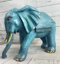 Load image into Gallery viewer, Green Blue Elephant Bronze Sculpture Statue Figure Figurine Signed Original Art