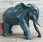 Extra Large Heavy Wildlife Elephant by French Artist Barye Green Patina Bronze Statue