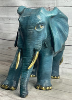 Extra Large Heavy Wildlife Elephant by French Artist Barye Green Patina Bronze Statue