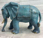 Extra Large Heavy Wildlife Elephant by French Artist Barye Green Patina Bronze Statue
