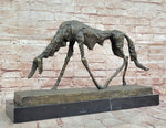 Abstract Surrealist Bronze Dog Sculpture Statue on Marble Base