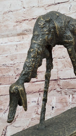Abstract Surrealist Bronze Dog Sculpture Statue on Marble Base