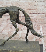 Abstract Surrealist Bronze Dog Sculpture Statue on Marble Base