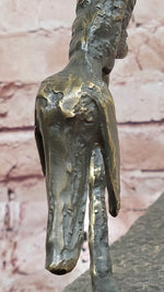 Abstract Surrealist Bronze Dog Sculpture Statue on Marble Base