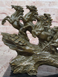 Load image into Gallery viewer, Eight Galloping Horses Bronze Sculpture on Marble Base Signed M. Lopez