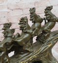 Load image into Gallery viewer, Eight Galloping Horses Bronze Sculpture on Marble Base Signed M. Lopez
