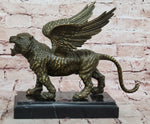 Majestic Griffin Bronze Sculpture - Mythical Lion-Eagle Creature Fantasy Art
