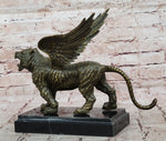 Majestic Griffin Bronze Sculpture - Mythical Lion-Eagle Creature Fantasy Art