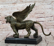Majestic Griffin Bronze Sculpture - Mythical Lion-Eagle Creature Fantasy Art
