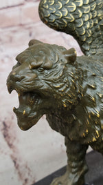 Majestic Griffin Bronze Sculpture - Mythical Lion-Eagle Creature Fantasy Art