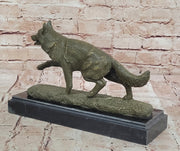 Bronze German Shepherd Statue – Guard Dog Sculpture Decor