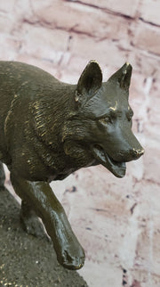 Bronze German Shepherd Statue – Guard Dog Sculpture Decor