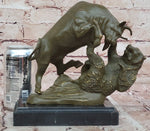 Bull and Bear Bronze Sculpture - Financial Market Symbol Animal Art
