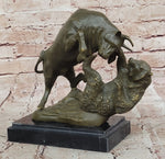 Bull and Bear Bronze Sculpture - Financial Market Symbol Animal Art