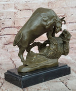 Bull and Bear Bronze Sculpture - Financial Market Symbol Animal Art