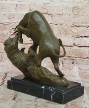 Bull and Bear Bronze Sculpture - Financial Market Symbol Animal Art