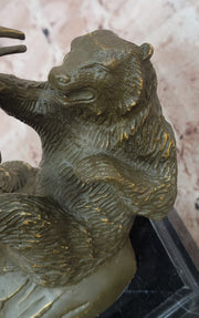 Bull and Bear Bronze Sculpture - Financial Market Symbol Animal Art