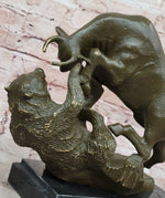Bull and Bear Bronze Sculpture - Financial Market Symbol Animal Art