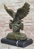 Load image into Gallery viewer, Bronze Eagle and Handshake Statue – Patriotic American Unity Sculpture