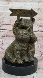 Adorable Bear Cub Welcome Statue – Bronze Finish Home Decor