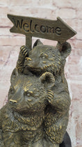 Load image into Gallery viewer, Adorable Bear Cub Welcome Statue – Bronze Finish Home Decor