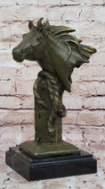 Load image into Gallery viewer, Bronze Horse Head Bust with Rope – Western Equestrian Sculpture