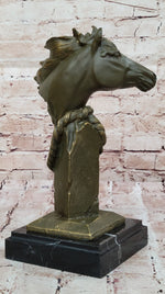 Bronze Horse Head Bust with Rope – Western Equestrian Sculpture