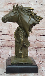 Bronze Horse Head Bust with Rope – Western Equestrian Sculpture