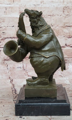Bear Playing Saxophone Bronze Sculpture - Whimsical Animal Music Art