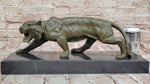 Roaring Bronze Tiger Sculpture on Marble Base – Wildlife Art