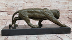 Roaring Bronze Tiger Sculpture on Marble Base – Wildlife Art