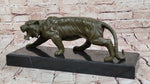 Roaring Bronze Tiger Sculpture on Marble Base – Wildlife Art