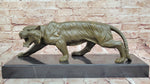 Roaring Bronze Tiger Sculpture on Marble Base – Wildlife Art